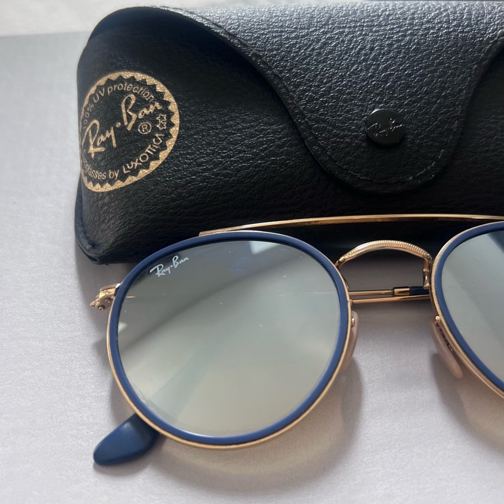 RAYBAN SUNGLASSES - Round Double Bridge - Mirror finish